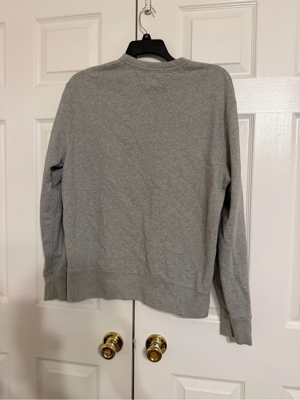 Tommy Hilfiger Grey Crewneck with Navy TH Logo and Red Accent
